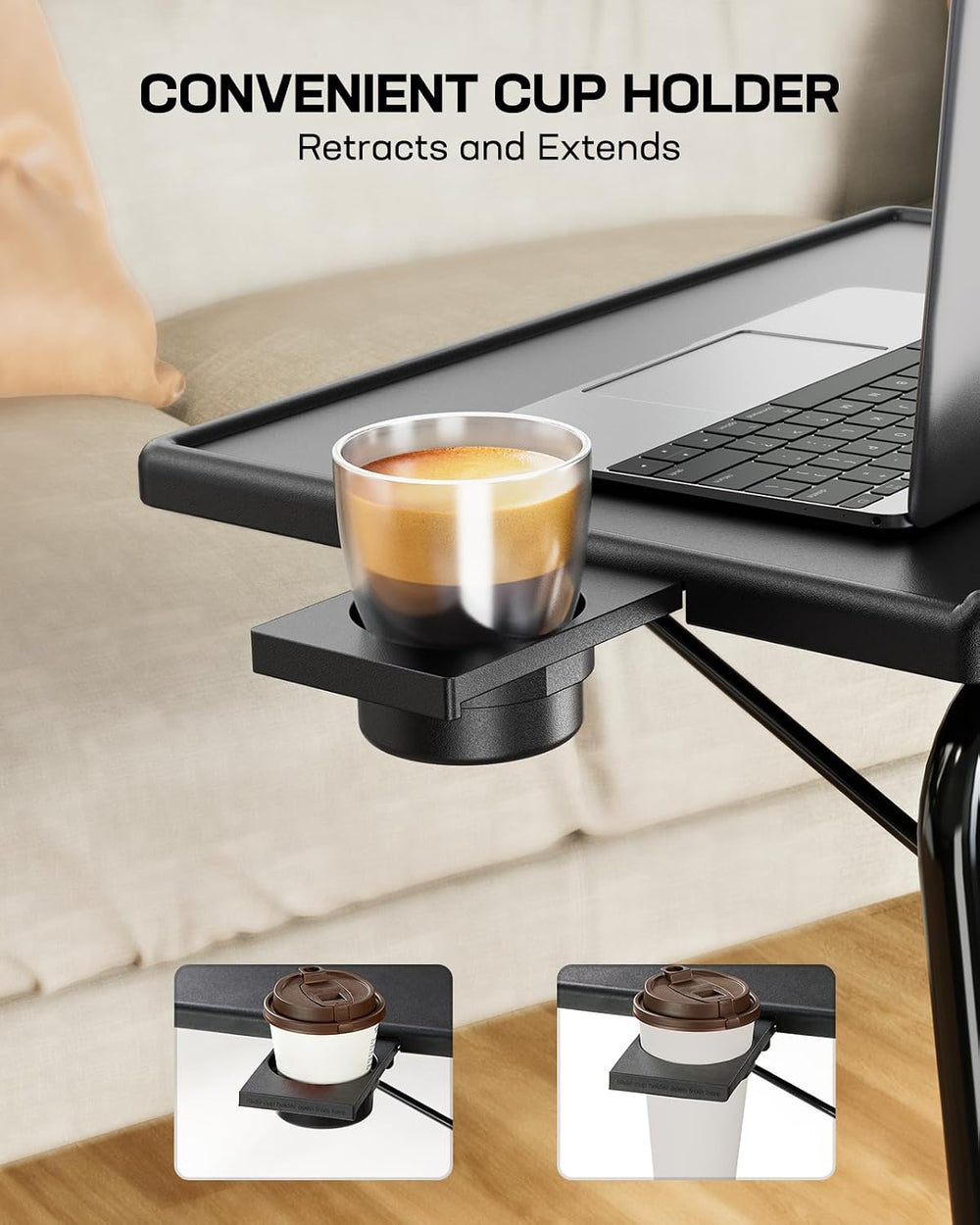 LORYERGO TV Tray - TV Table for Eating, Folding Table Trays with 6 Height &am...