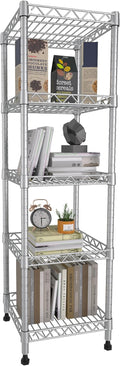 GIOTORENT 5 Tier Standing Shelving Metal Units, Adjustable Height Wire Shelf Display Rack for Laundry Bathroom Kitchen 11.8 W x 11.8 D x 50 H (5-Tier, Grey, Matte/Glossy Finish)
