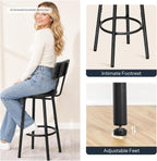 HOOBRO 3 Pieces Round Bar Height Table and Chairs Set, Round Dining Table Set, Pub Table and Chairs for Small Space, 2 Tier Kitchen Table and Bar Stools with Back, Black BB35BT01