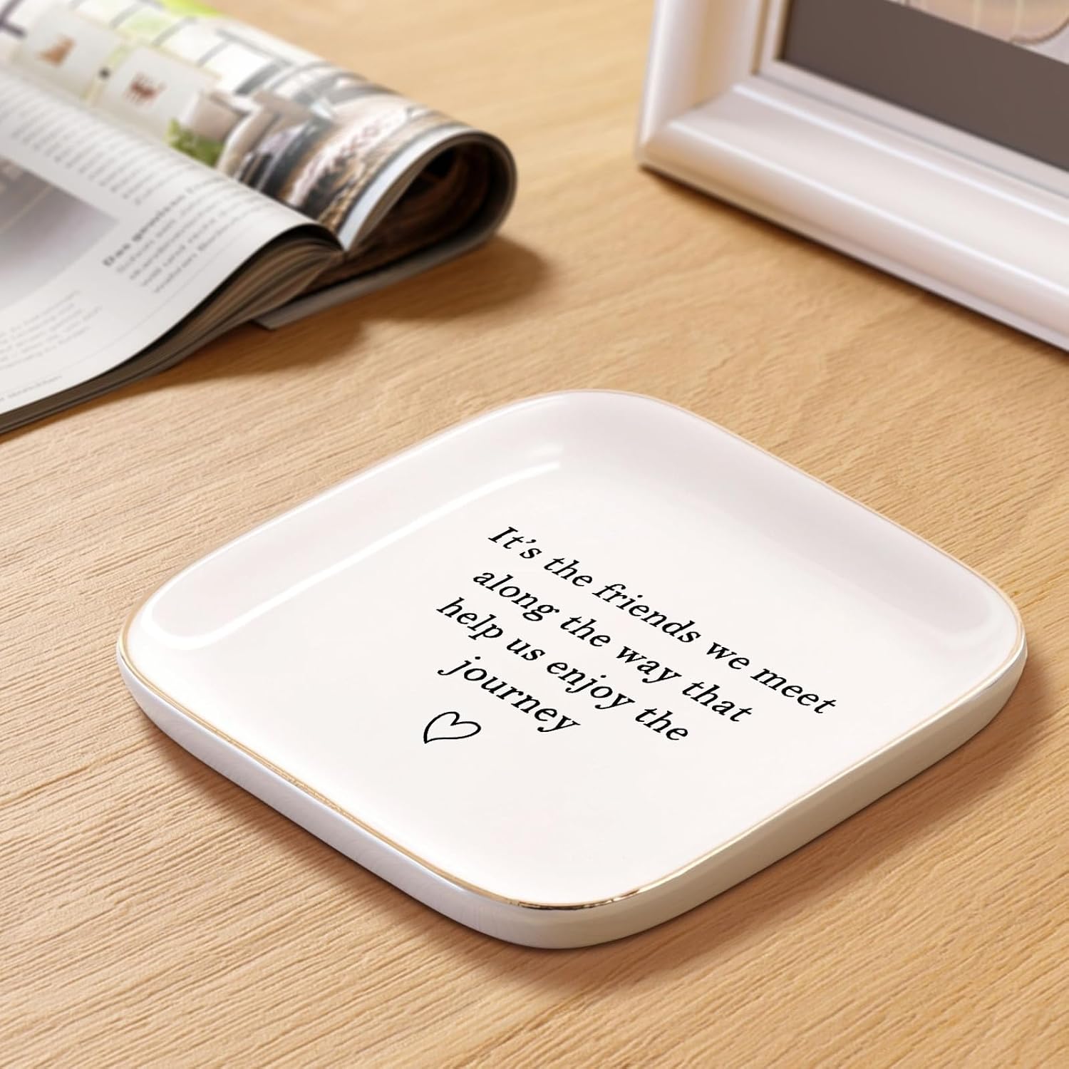 Best Friend Birthday Friendship Gifts for Women Jewelry Tray, Friendship Graduation Christmas Retirement Farewell Gifts for Best Friend BFF Coworkers Jewelry Ring Tray Dish