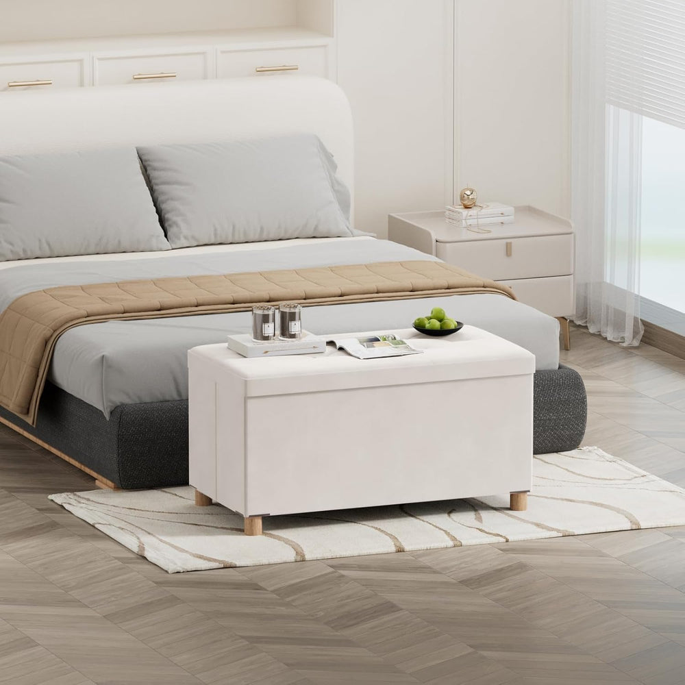 BRIAN & DANY 30 Inches Folding Storage Ottoman Bench, Ottoman with Storag...