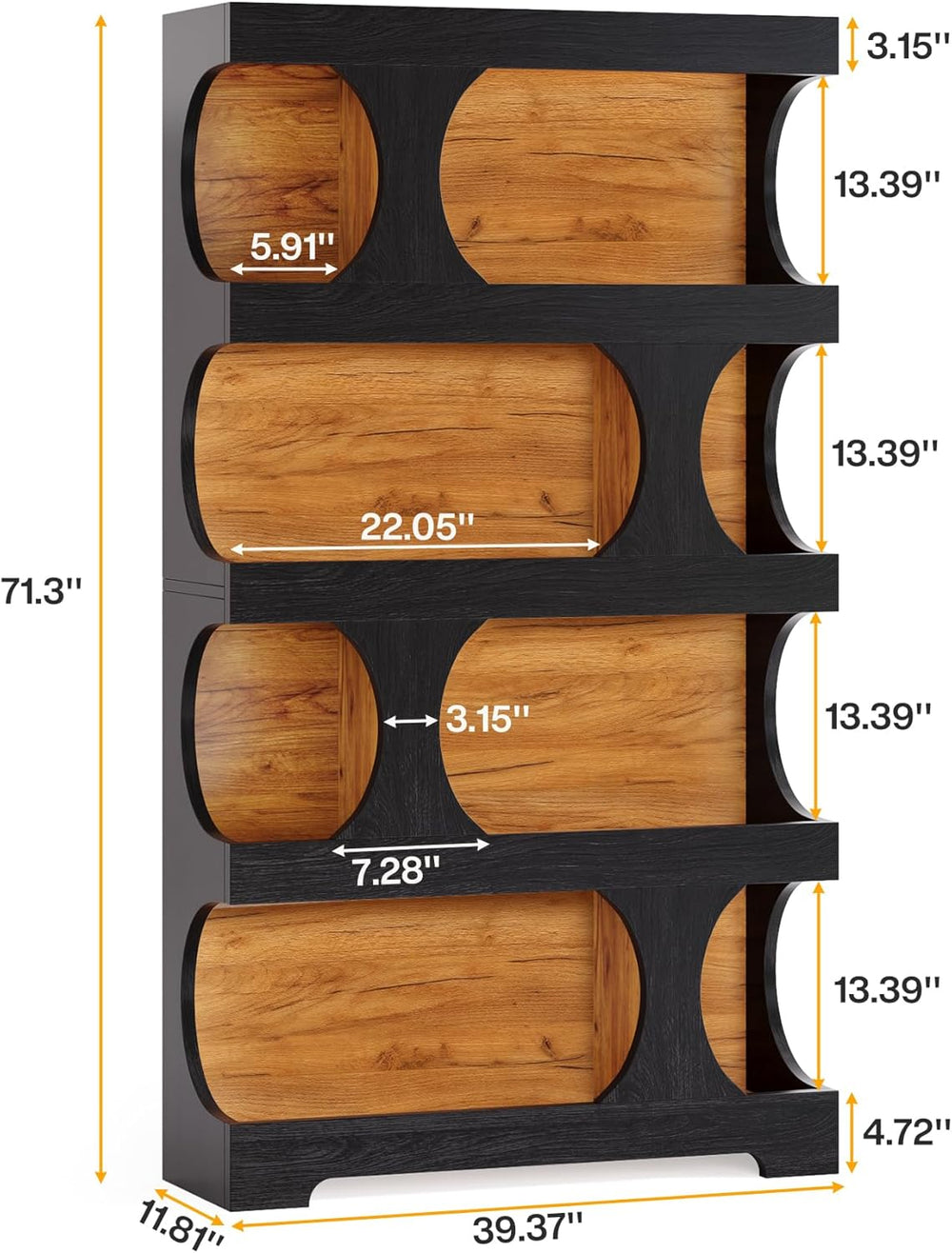 Tribesigns 71" Tall Bookcase, 4-Tier S-Shaped Bookshelf, Wood Decorative...