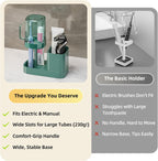 Toothbrush Holder with Cup/Cover Contains 2 Slots, Bathroom Counter Organizer for Electric Toothbrush, Toothpaste, Razors & Small Comb, Tooth Paste Holder for Home Hotel Countertop, Green