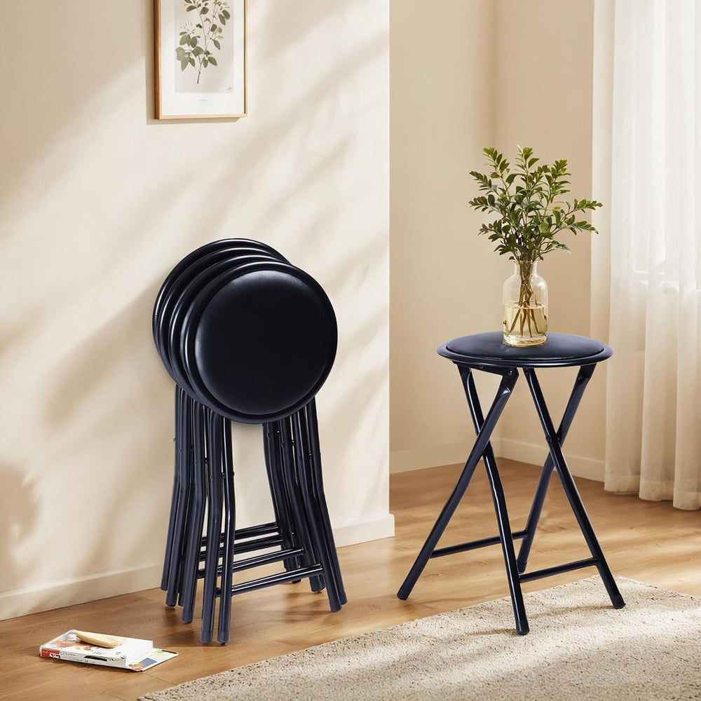 Homy Casa 18-Inch Backless Folding Stools with Soft Seat, Portable Waterproof...