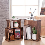 TIMRIS Set of 3 Rustic Wood Nesting Crates, Farmhouse Wooden Storage Container Boxes with Cutout Handles, Decorative Wooden Baskets for Display (Rustic Brown)