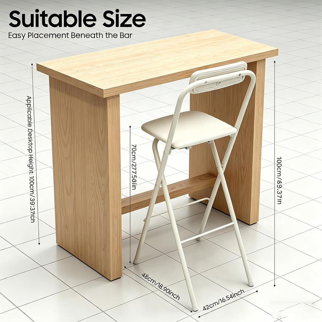 2 PCS Folding Bar Stool with Backrest | 27.56in Tall Foldable Stool Chair | Counter Height Seat Chair | Portable Chairs Folding Seat Bar Chairs | for Kitchen Island Shop Cafe (White, 2pcs-27.56in)