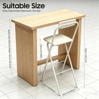 2 PCS Folding Bar Stool with Backrest | 27.56in Tall Foldable Stool Chair | Counter Height Seat Chair | Portable Chairs Folding Seat Bar Chairs | for Kitchen Island Shop Cafe (White, 2pcs-27.56in)