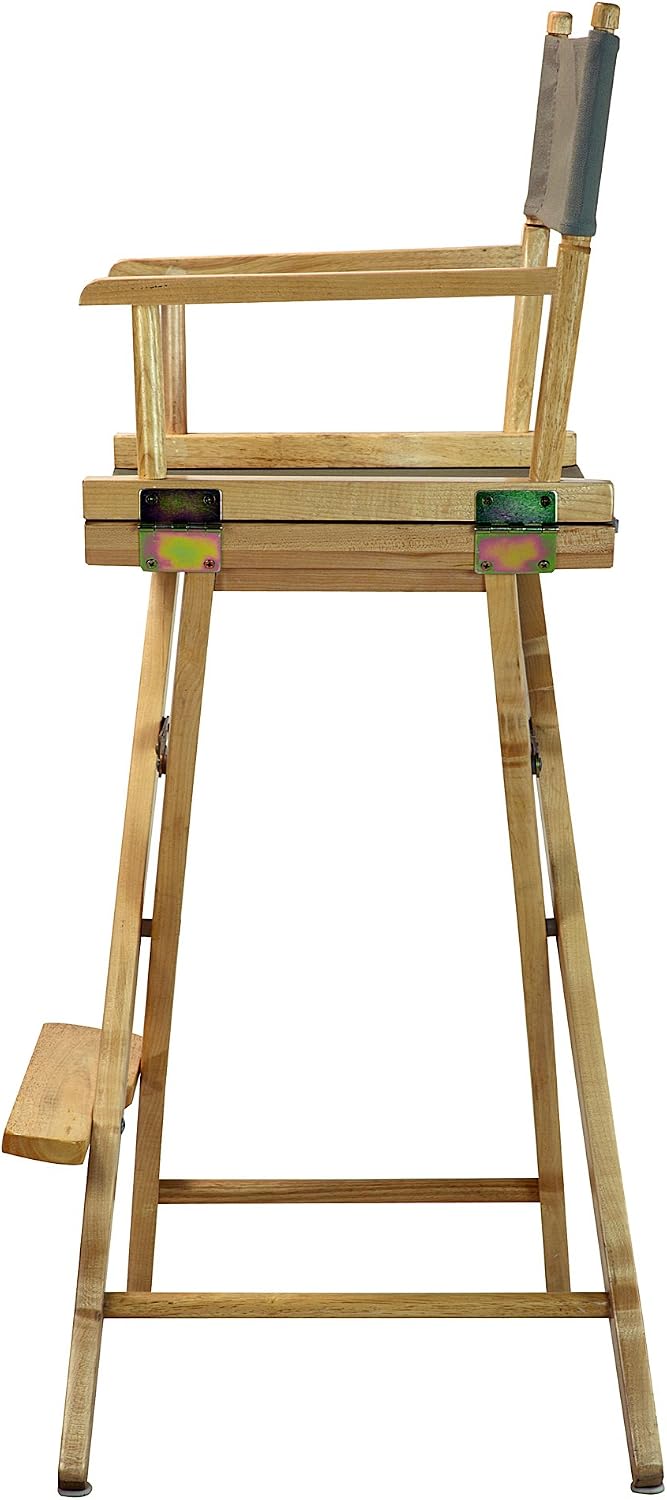 Casual Home 30" Director's Chair Natural Frame-with Grey Canvas, Bar...