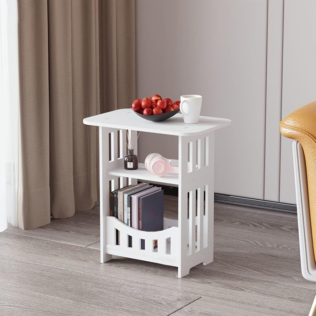 Night Stand Bedside Table Mini White Nightstand with Two Layers of Storage Side Tables Bedroom Furniture Small End Tables for Small Spaces Living Room Table 15.7x12.6x8.6in