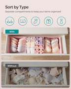 SONGMICS Drawer Organizers, Dresser Divider Organizers, Set of 12, Foldable Fabric Storage Boxes for Socks, Underwear, Bras, Ties, Scarves, Jelly Pink URDZ006R01