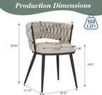 KCC Fabric Dining Chairs Set of 4, Modern Dining Chair with Metal Legs, Woven Upholstered Dining Chairs for Dining Room, Kitchen, Vanity, Living Room (Beige)