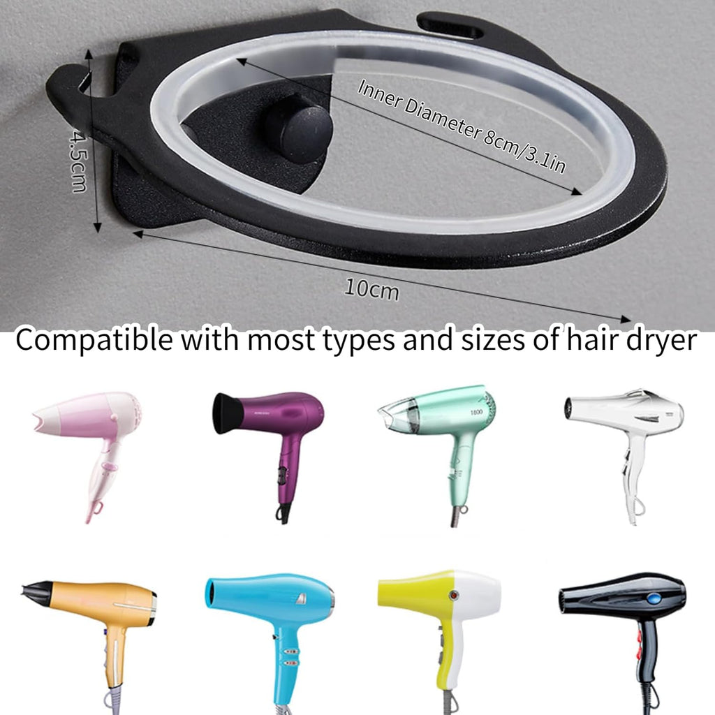 Space Aluminum Wall Mounted Hair Dryer Holder Rack Hanger Hairdryer Shelf