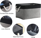 TcaFmac Storage Basket for Organizing - Large 4 Pack Canvas Decorative Storage Bins Baskets for Shelves with Ropes, Foldable Storage Cubes for Closet Cloth Toy Linen(Black & Grey 16x12x8 inch)