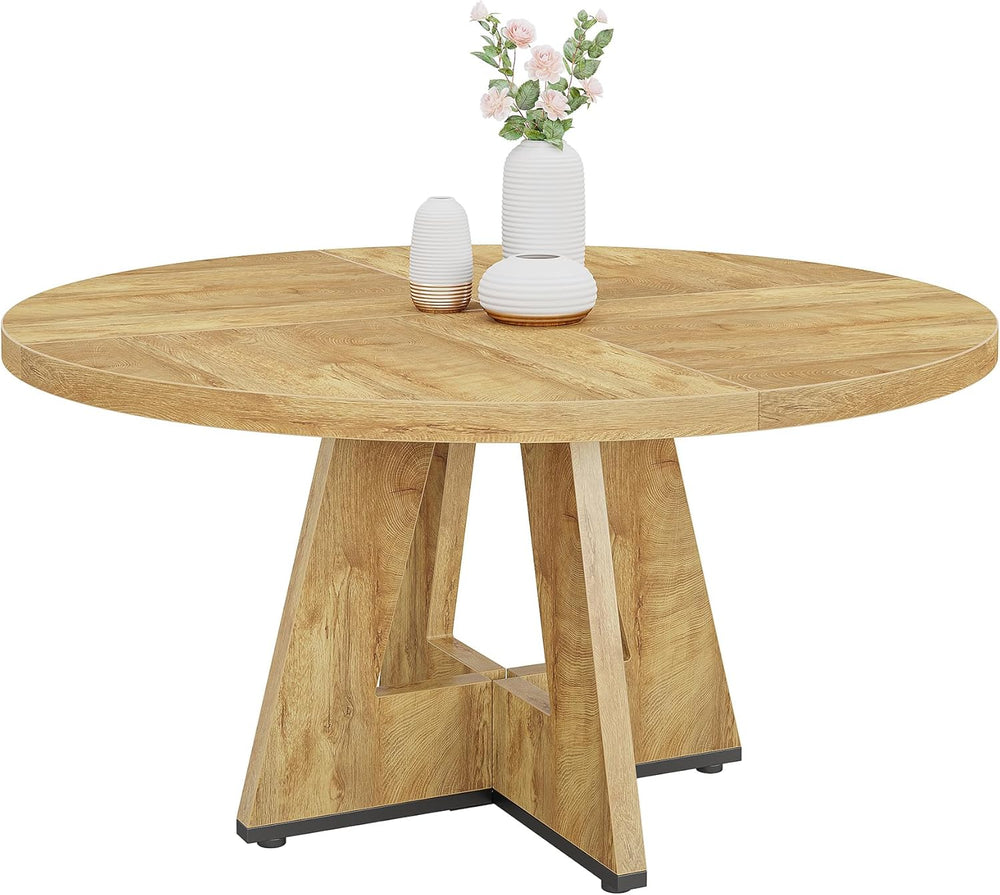 Tribesigns 47 inch Round Dining Table Wood Kitchen Table for Dining Room, 47&...