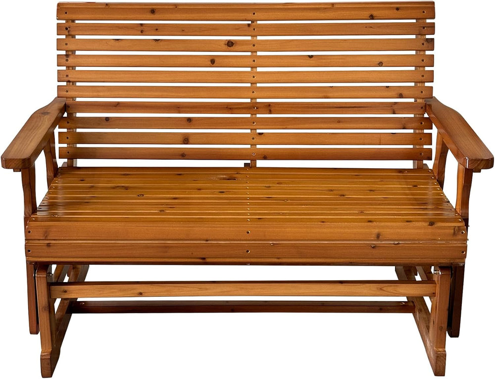 Fortune Candy Wooden Patio Glider with High Roll Back and Deep Contoured Seat...