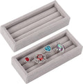 Valyria 2 Slots Velvet Small Ring Organizer Set of 2 Earrings Trays Showcase Display Storage Insert Holder for Jewelry Box, Drawer, Dresser