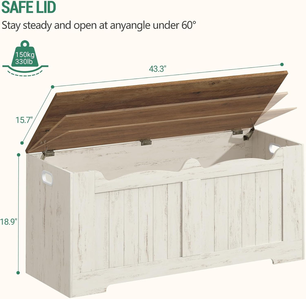 Hzuaneri 43" Farmhouse Storage Chest | 55 Gal | 330lb Seat | Retro White...