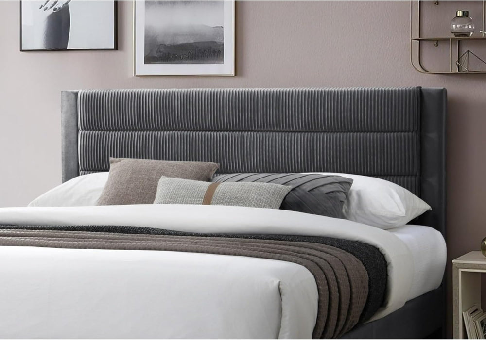 Corduroy Upholstered Platform Bed Frame with Horizontal Channel Tufting Woode...
