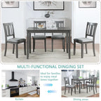 LUMISOL 5-Piece Modern Dining Set, Rectangular Wooden Kitchen Table with 4 Upholstered Chairs for Kitchen, Dining Room, Living Room, Grey