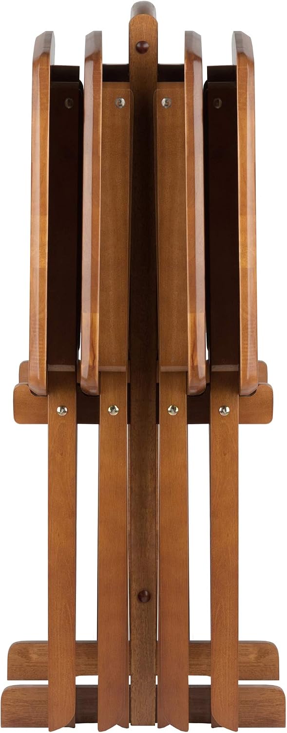 Winsome Dylan Set of 4 Oversized Foldable Snack Tables with Storage Rack | Ea...