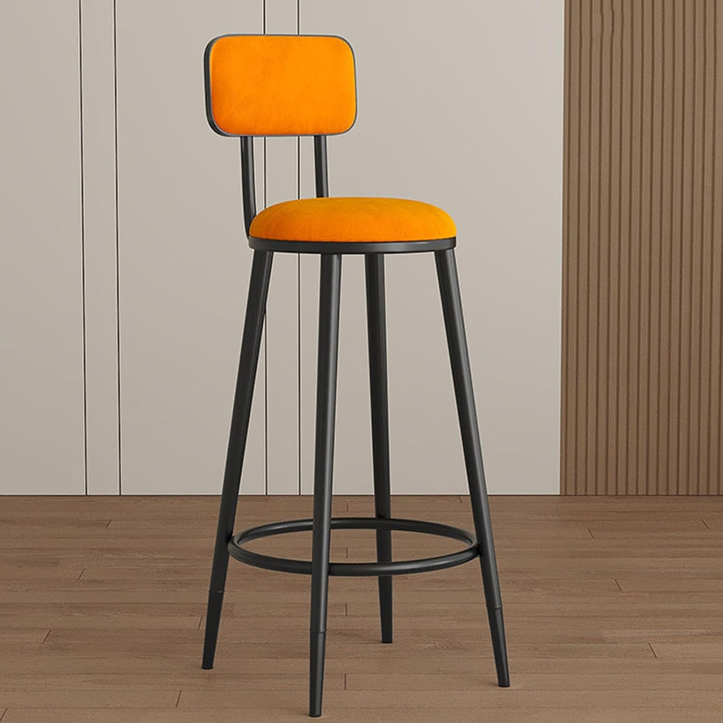 Tall Executive Office Chair, Metal Frame Side Chair, Commercial Stainless Steel Stool, Bar Stools, for Small Spaces Home Bedroom Study(Orange,75cm)