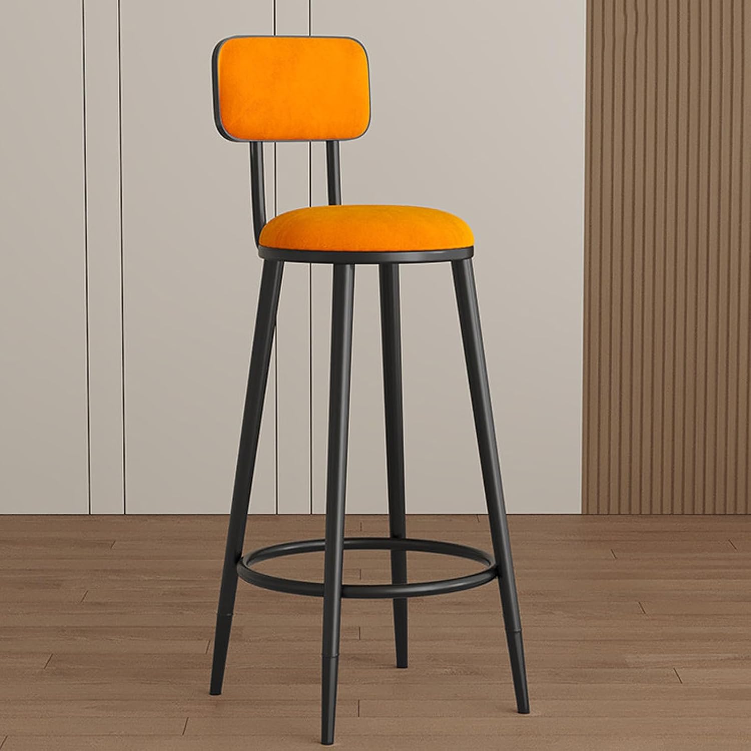 Tall Executive Office Chair, Metal Frame Side Chair, Commercial Stainless Steel Stool, Bar Stools, for Small Spaces Home Bedroom Study(Orange,75cm)
