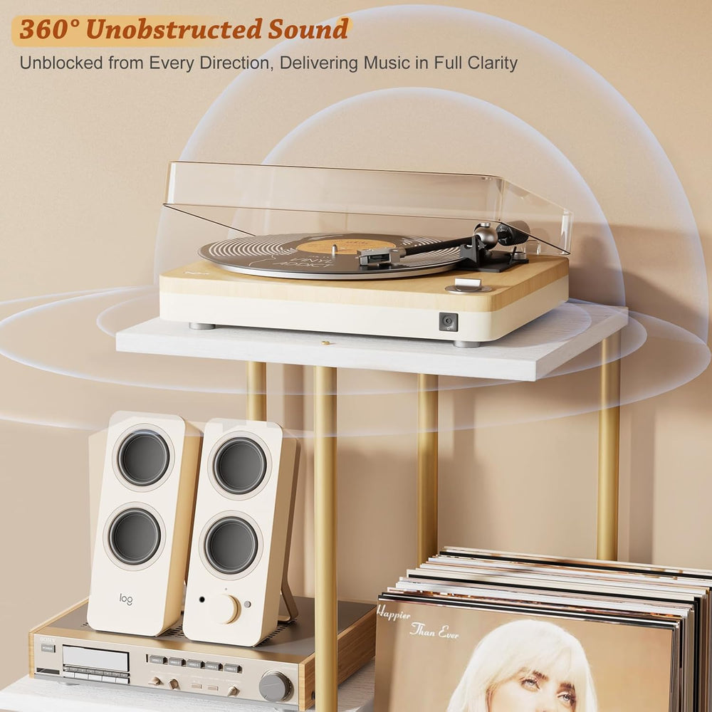 Record Player Stand, Vinyl Record Storage Holder with Display Shelf, Turntabl...
