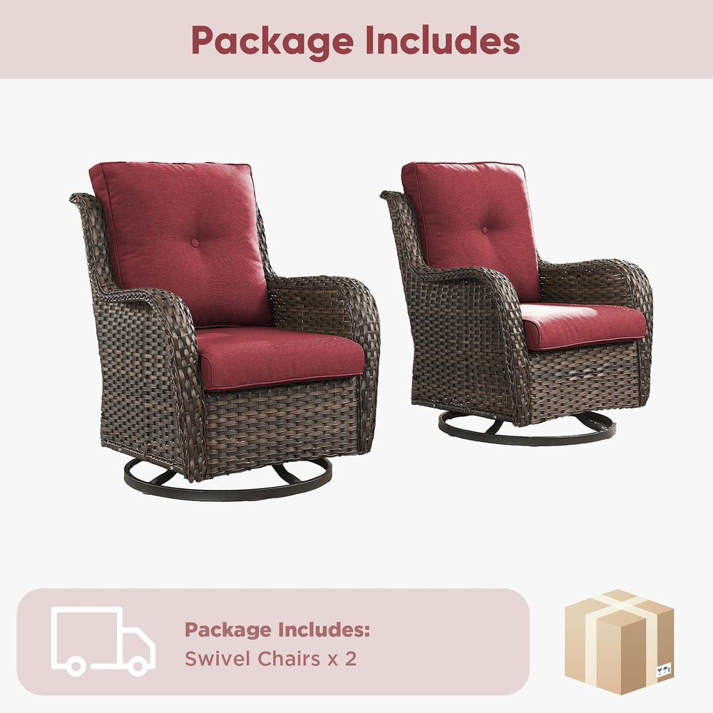 Belord Outdoor Swivel Chairs Set of 2,Patio Wicker Rocker Chairs,All Weather ...