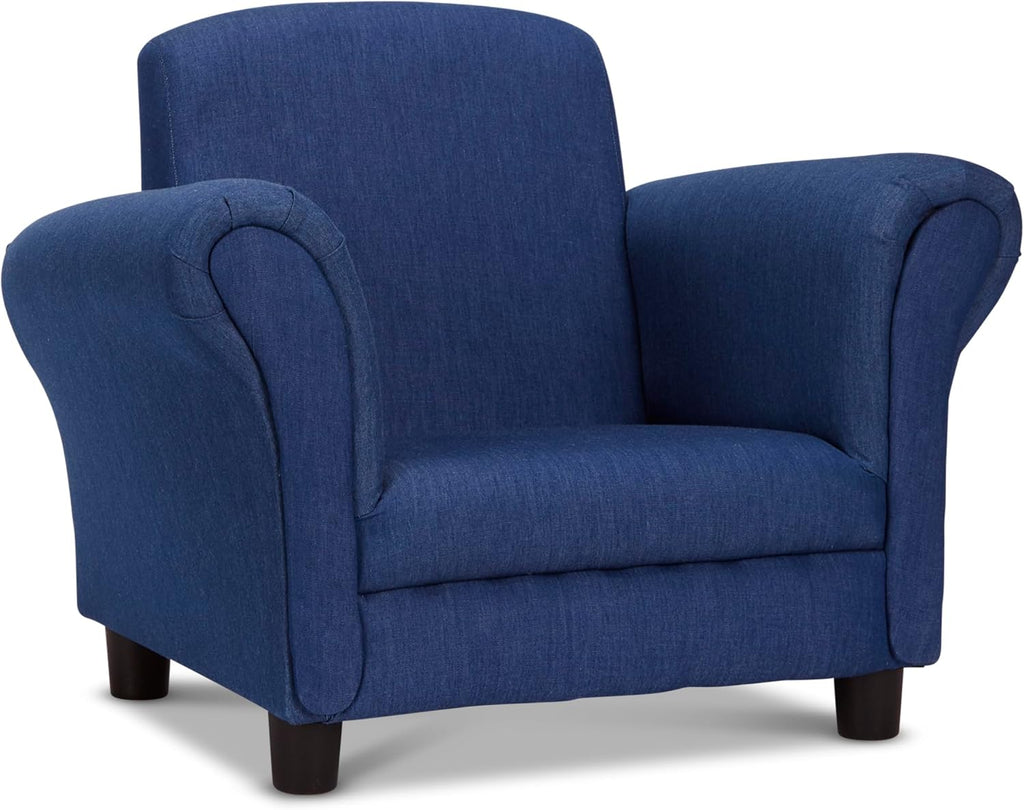 Melissa & Doug Denim Fabric Child’s Armchair (Kid’s Furniture, 23”L x 17.5”W x 18.3”H) Children's Furniture, Child's Reading Chair, Chairs for Toddlers, Oversized Kid's Armchair