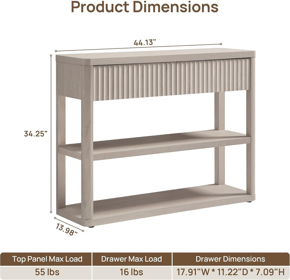 SICOTAS Fluted Entryway Table with Storage, 44.13" W Console Table with ...