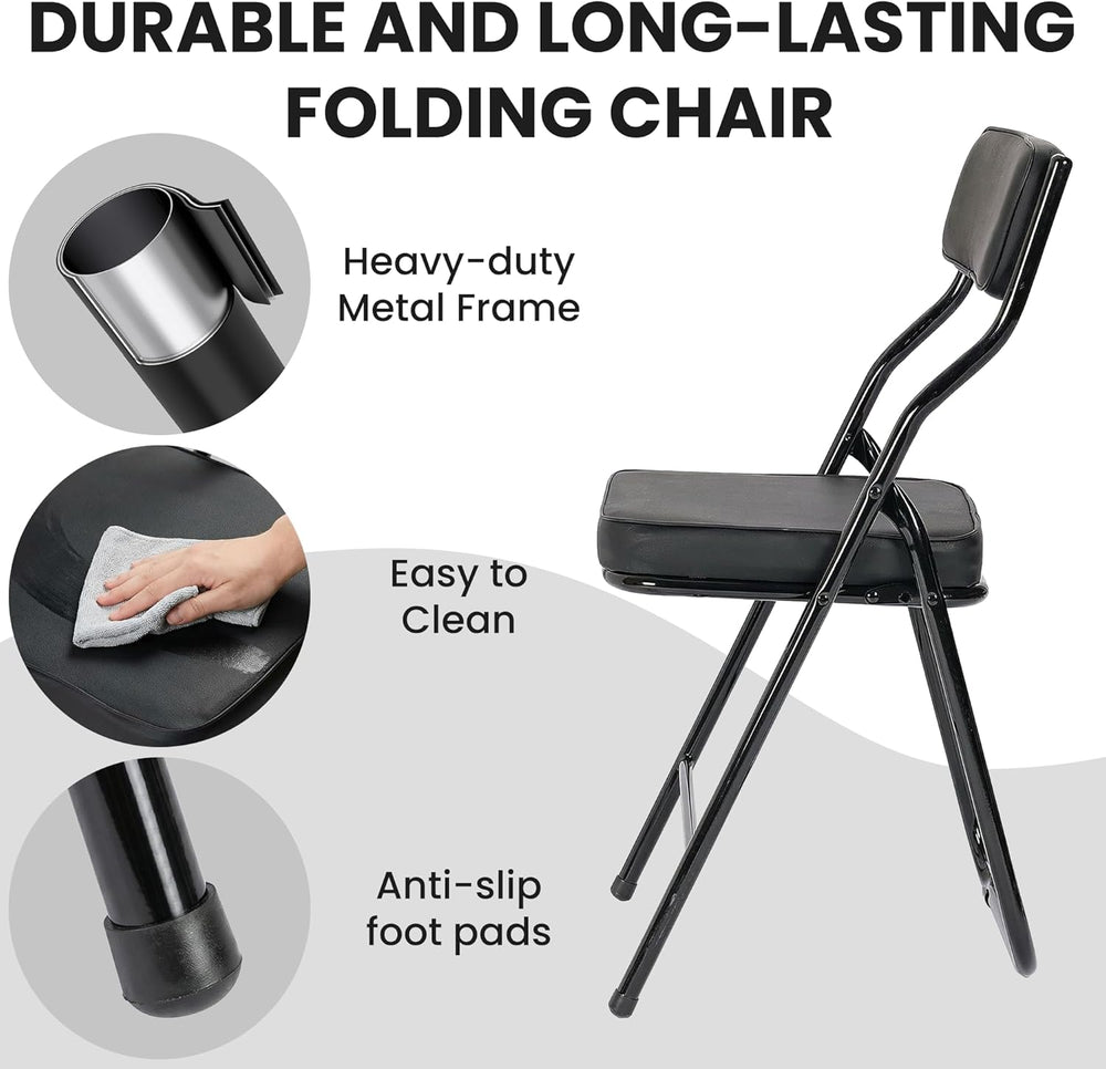 6 Pack Cushioned Folding Chairs with Padded Seats for Home Office
