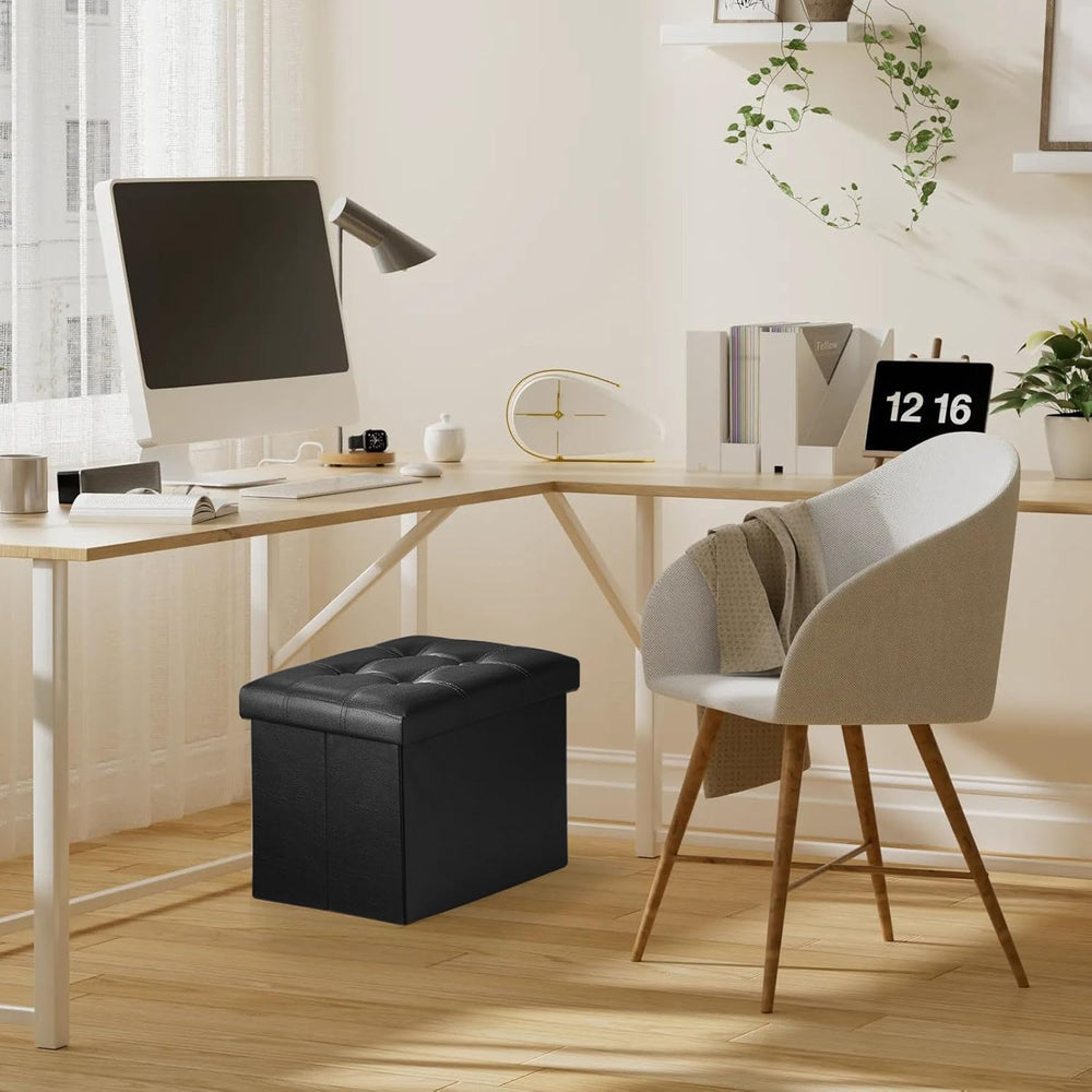 Bsketa Storage Ottoman, Folding Foot Stool with Thicker Foam Padded Seat Smal...