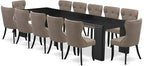 X12SI-006-48 - 13-piece Modern Dining Room Table Set a Rectangular Kitchen Table and 12 coffee Linen Fabric Dining Chair, 39x120 Inch, Wire Brushed Black