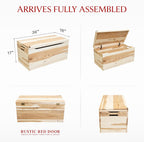 Amish Made Wooden Storage Chest Trunk Box with Lid and Handles for Bedroolanket, Clothes, Anti-Slam Hinges, Handmade, Rustic Hickory Wood, Natural Stain, 36"
