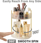 360 Rotating Makeup Organizer,2 Tier Large Capacity Make Up Organizers and Storage,Skincare Perfume Vanity Organizers,Bathroom Cosmetics Storage Organizer Countertop(Clear)
