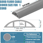 Floor Cord Covers for Wires 12FT Cable Hider Wire Cover Self Adhesive Cord Hider Floor for Offices, Homes, Workshops, Warehouses Cable Cavity 0.39" W x 0.27" H