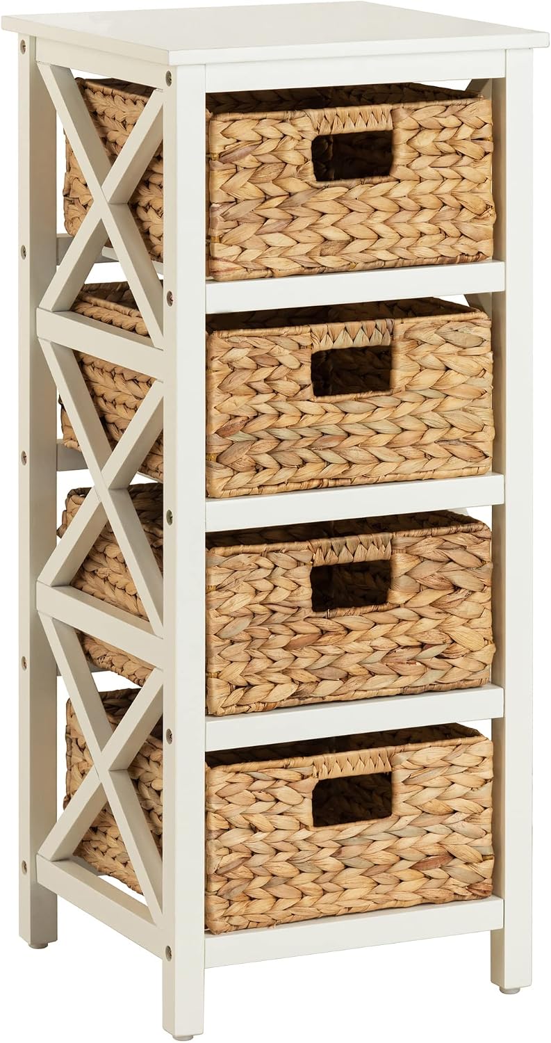 eHemco 4 Tier X-Side End Storage Cabinet, White