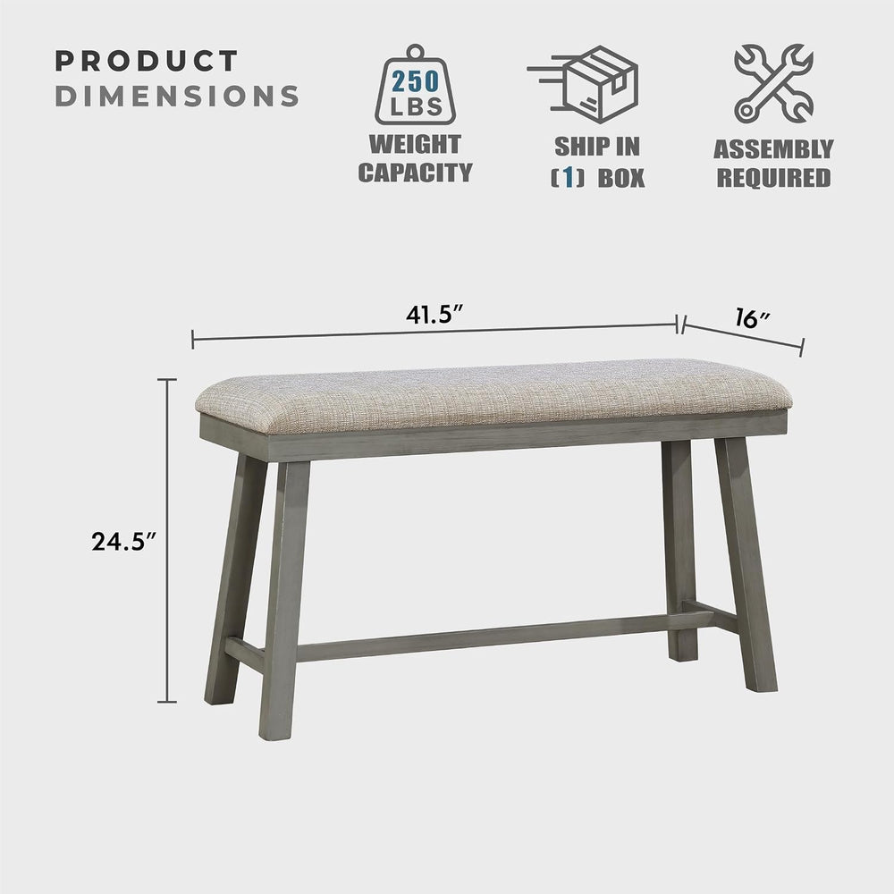 Lexicon Counter Height Bench for Dining Room Table, 41.5" Wood Bench wit...