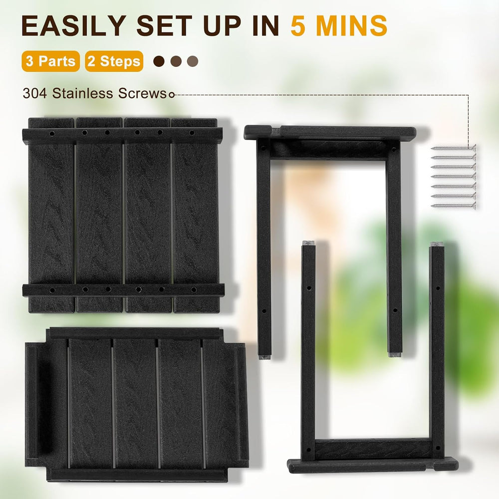NALONE Shower Bench, HDPE Shower Stool for Shaving Legs with Handle (Black)