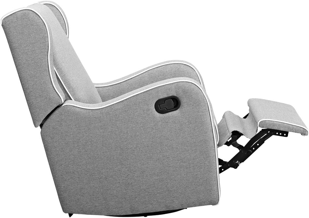 Angel Line Rebecca Upholstered Swivel Gliding Recliner, Gray Linen with White...