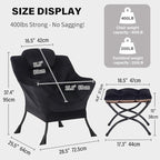 Tiita Lazy Chair with Ottoman, Modern Large Accent Lounge Armchair, Comfy Leisure Sofa Reading Chair with Footrest for Bedroom, Living Room, Dorm Rooms, Garden and Courtyard, Velvet Black