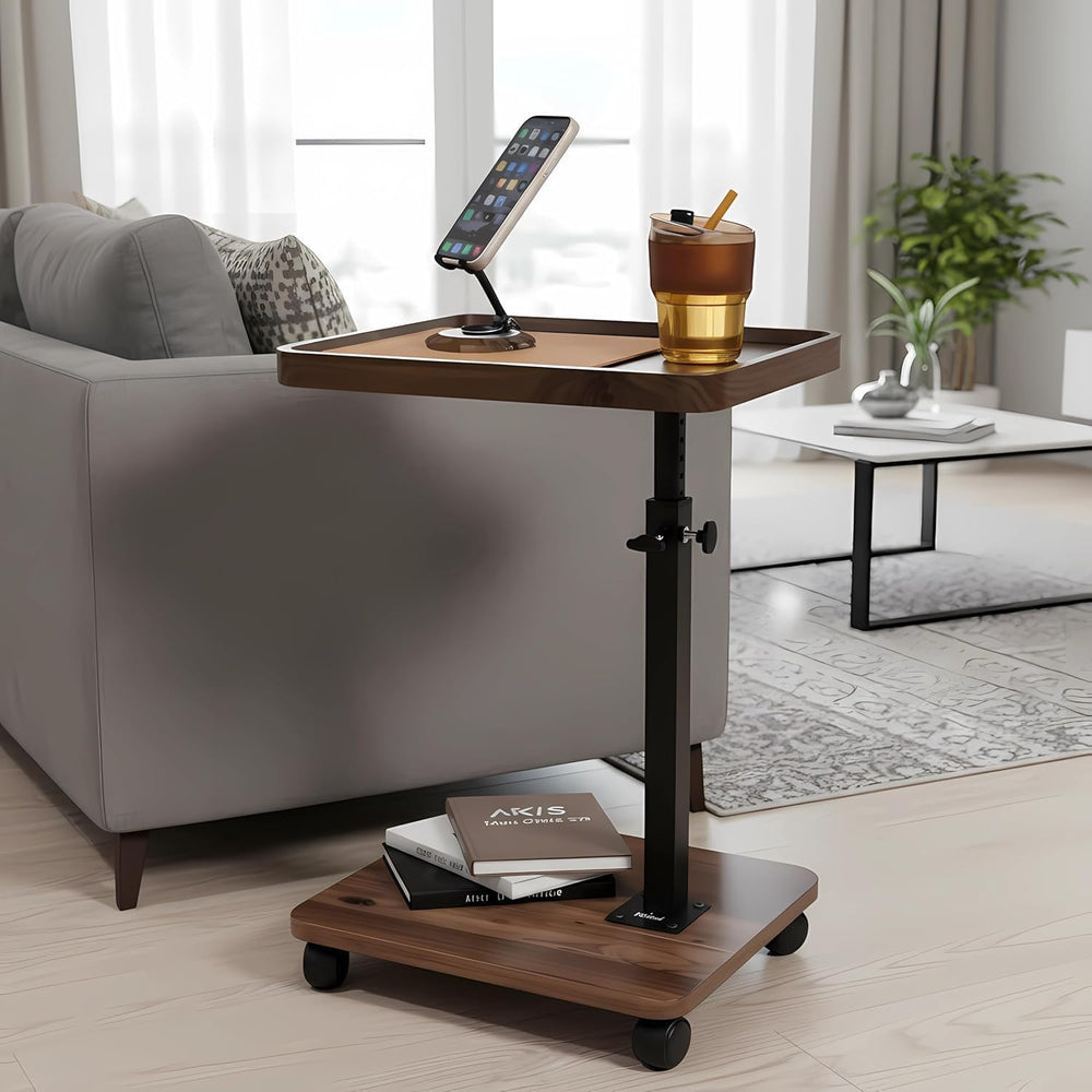TV Tray Table with Phone Stand & Non-Slip Mat, C Table End Table Height A...