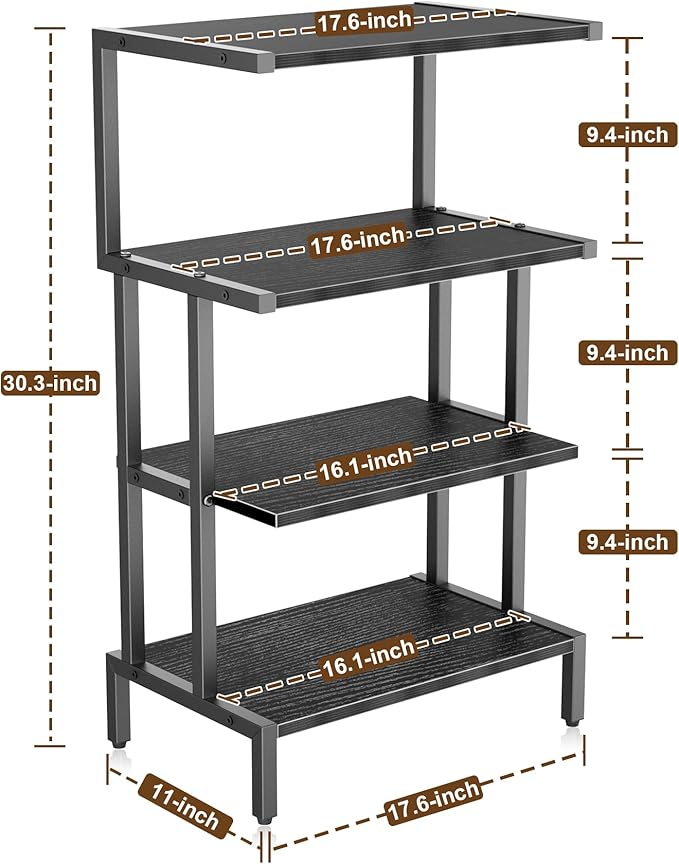 Aquzee Media Stand, Gaming Shelf, 4 Tier Small Electronics Shelves Video Game...