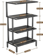 Aquzee Media Stand, Gaming Shelf, 4 Tier Small Electronics Shelves Video Game Console Organizer Cabinet, Wood Stereo Racks AV Shelves for Entertainment Center Storage, Recreation Room Furniture,Black