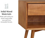 Walker Edison Mid Century Modern Wood Nightstand Side Table Bedroom Storage Drawer and Shelf Bedside End Table, 1 Drawer, Caramel