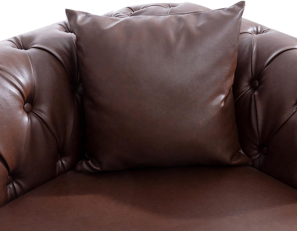 62.99" Chaise Lounge Indoor Comfy Reading Chair with 2 Pillows, PU Leath...