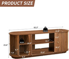 Turtle & Myrtle 63" Mid Century Modern TV Stand for Tvs up to 70", Fluted TV Media Console Table with Storage and Adjustable Shelves, Curved Edge Entertainment Center for Living Room (Brown)