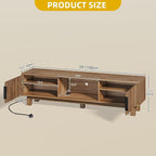 DWVO Fluted TV Stands for Living Room, Entertainment Center for TVs up to 65 Inch, Mid Century Modern Media Console with Power Outlets & Storage Compartments, 59" Long TV Cabinet, Walnut