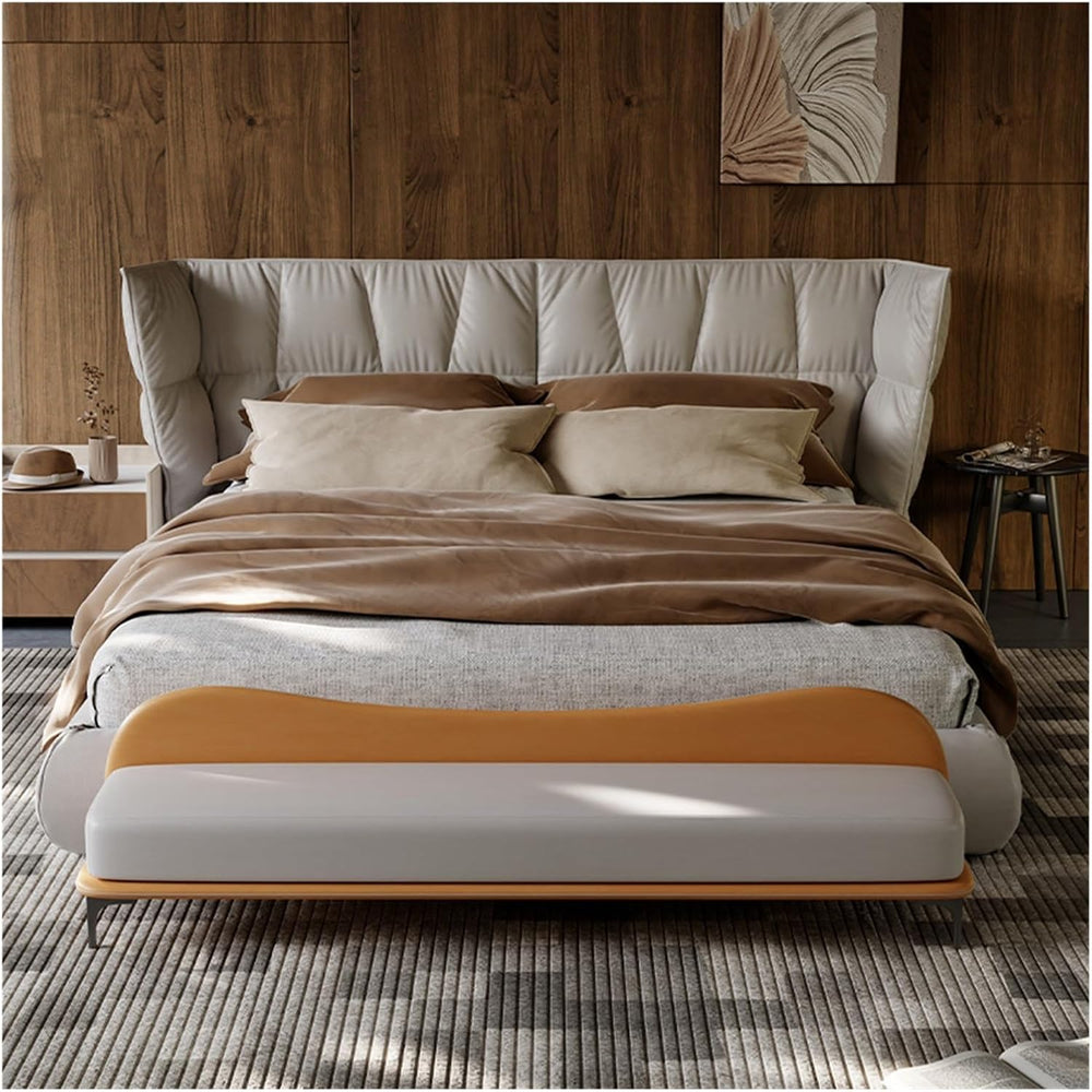Modern End of Bed Bench, Leather Long, Modern Upholstered Bedroom for Living ...