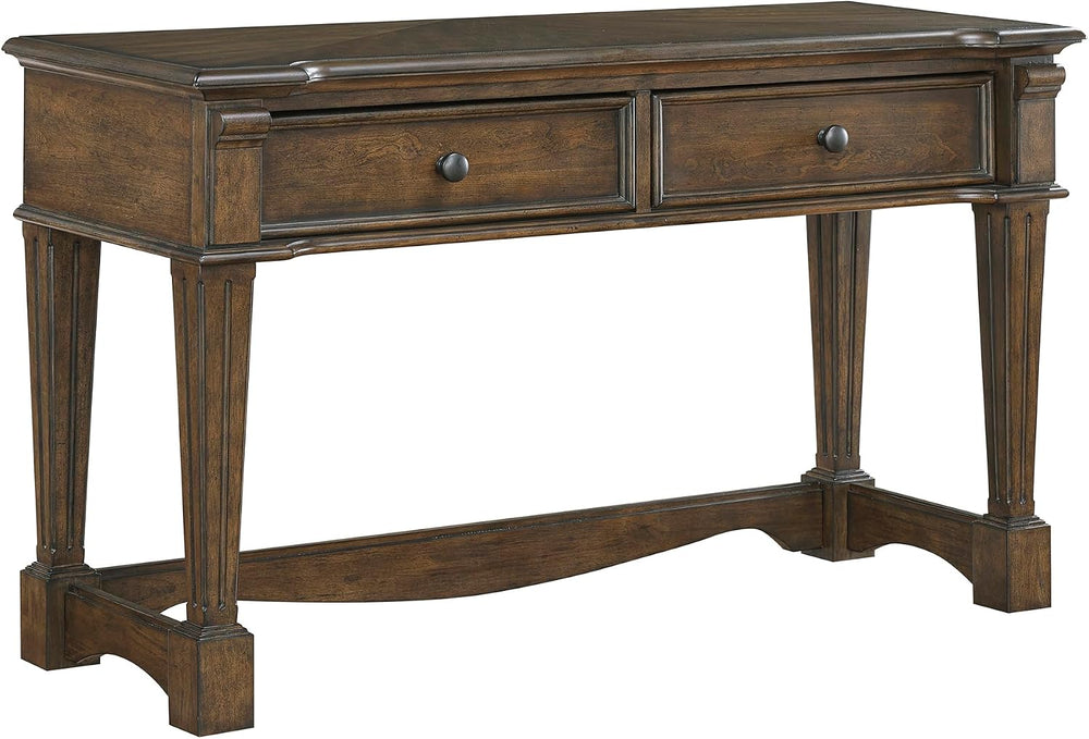 Lexicon Rectangle Wood Sofa Table with 2 Dovetail Drawers, Cherry Veneer Cons...